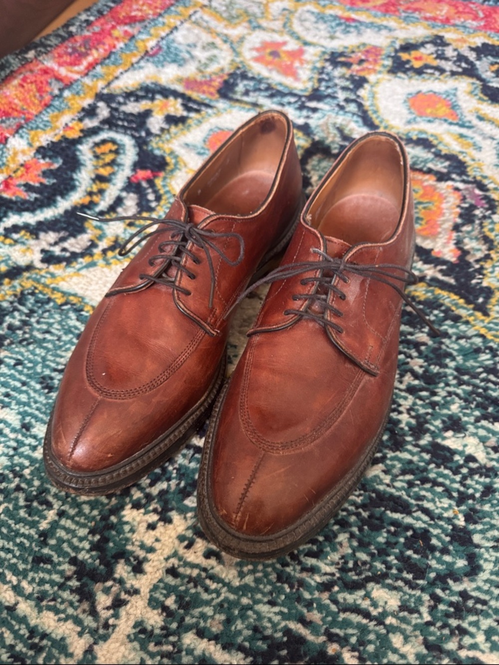 Allen Edmonds Men's Classic Brown Leather Oxford Shoes, Size 10B